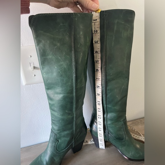 Frye women’s Renee Seam distressed leather tall boots green size 6 - Picture 12 of 14